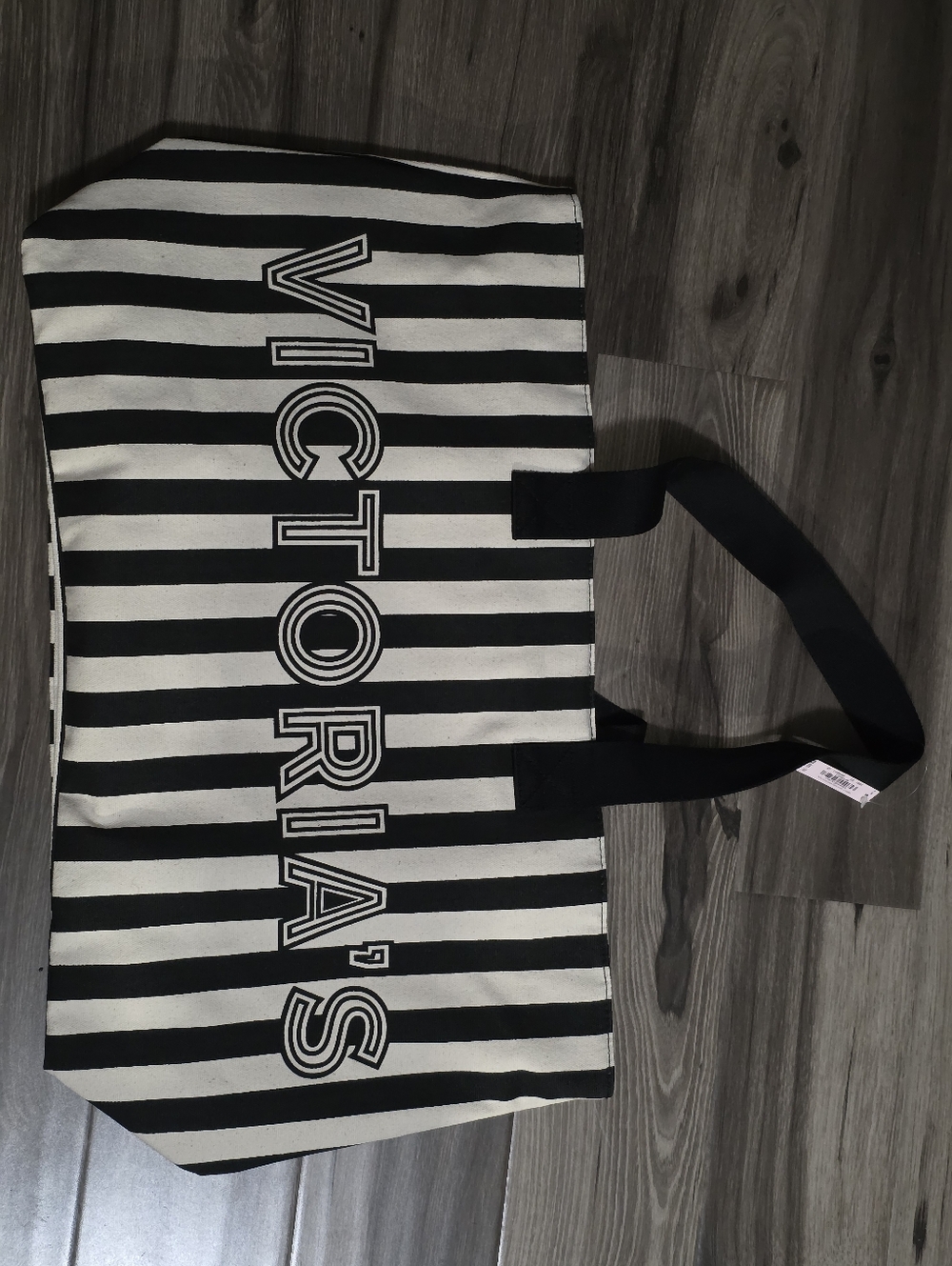 NWT Victoria's Secret 2-Piece Set: Large Striped Canvas Tote Bag & Wristlet
